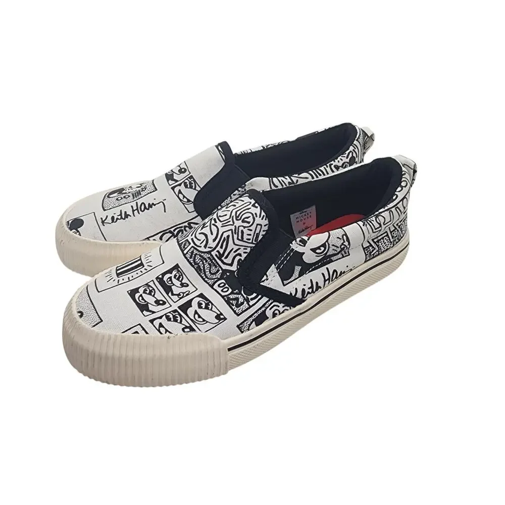 New Kieth Haring x Disney Sneaker Collab Mickey Mouse Big Kids Sz 2 H&M Ltd Ed